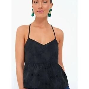 NWOT Tuckernuck Noir Nights Allie Sz S Black V Neck Spaghetti Straps Peplum Hem